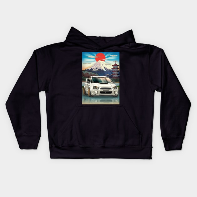 Subaru Impreza WRX STi Blob Eye Japanese Art Style Kids Hoodie by Guyvit